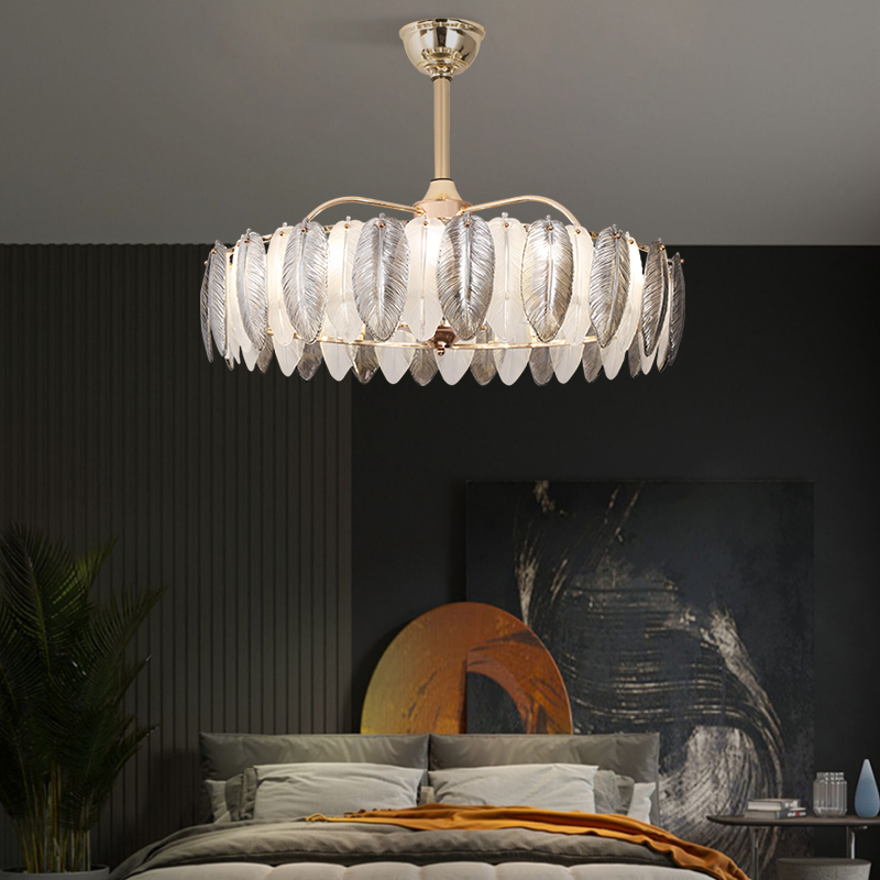 Glass Feather Fan Chandelier
