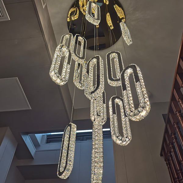 Oval Crystal Long Pendant Light