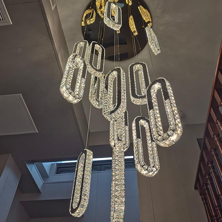 Oval Crystal Long Pendant Light