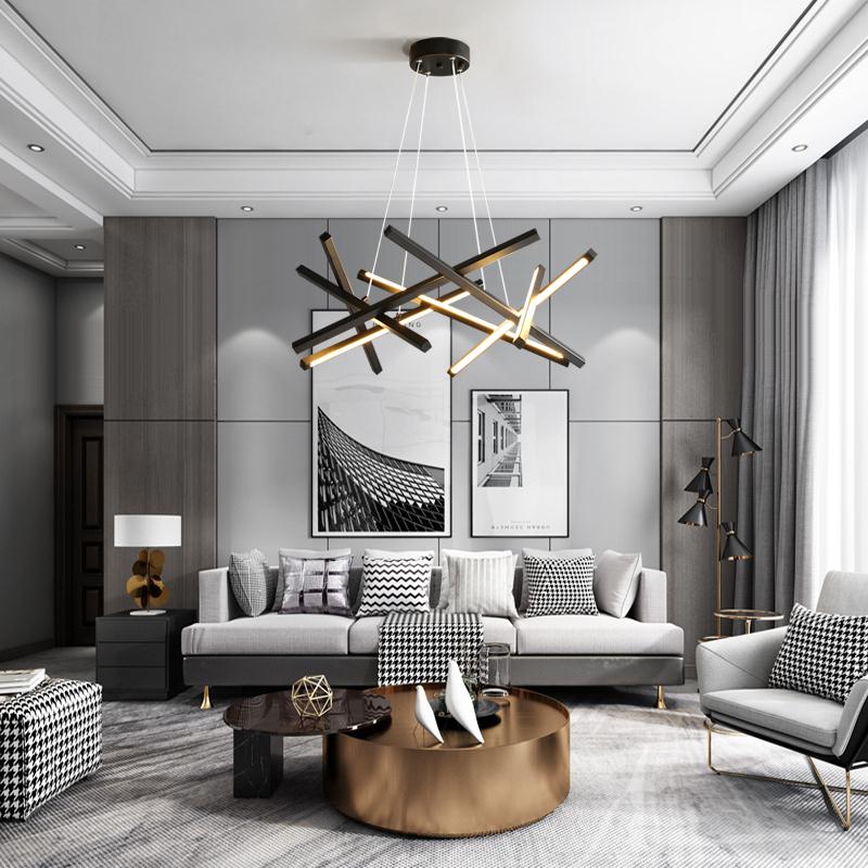 Modern Black Art Linear Chandelier