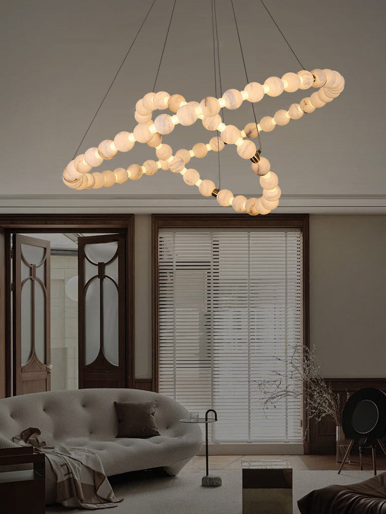 Alabaster Ball Ring Pendant Light