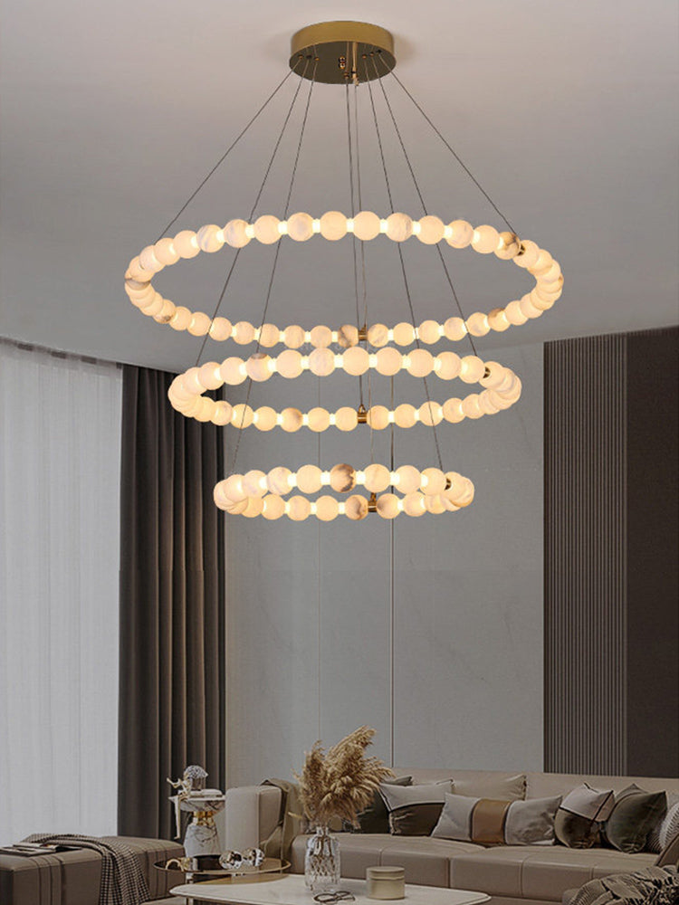 Alabaster Ball Ring Pendant Light