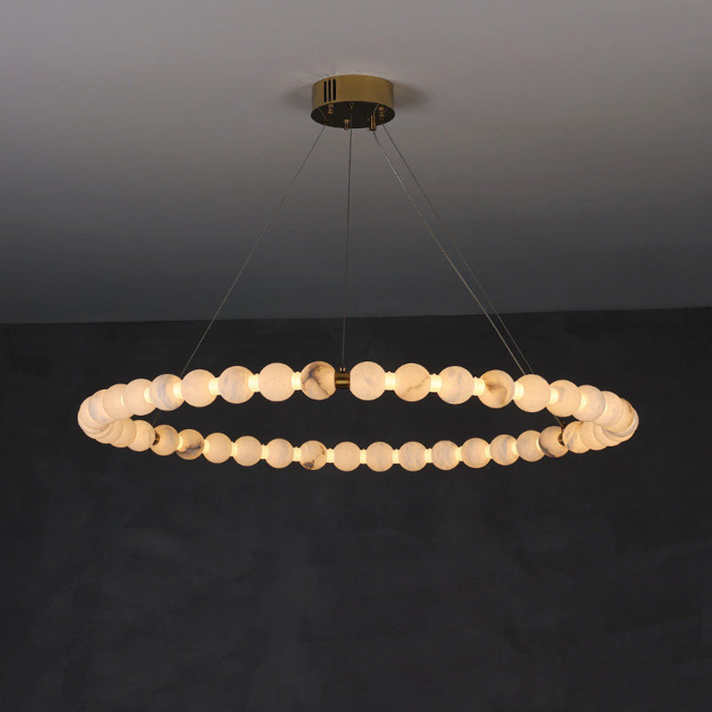 Alabaster Ball Ring Pendant Light