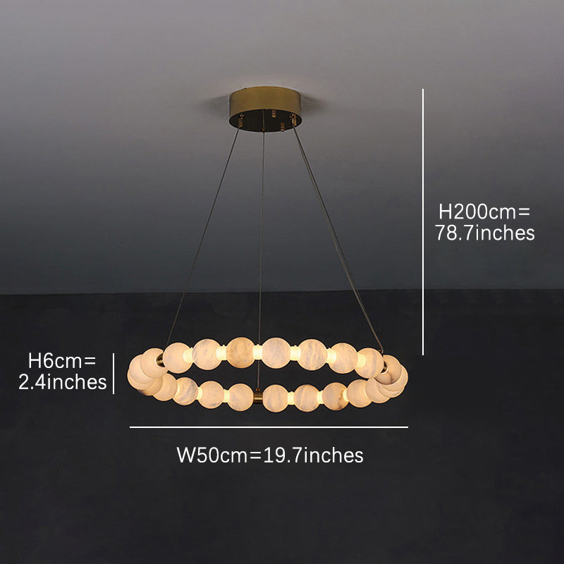 Alabaster Ball Ring Pendant Light