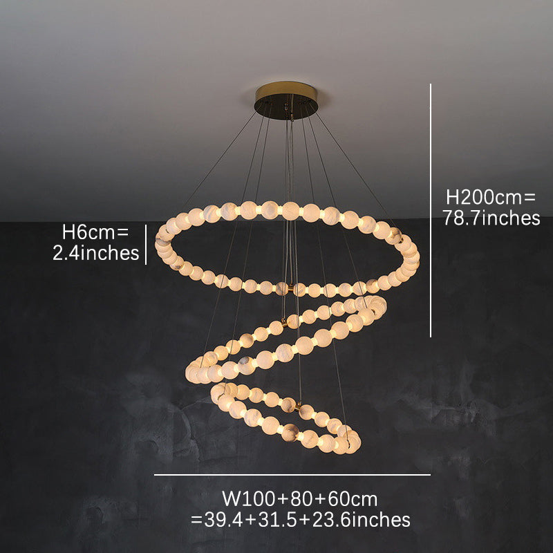 Alabaster Ball Ring Pendant Light