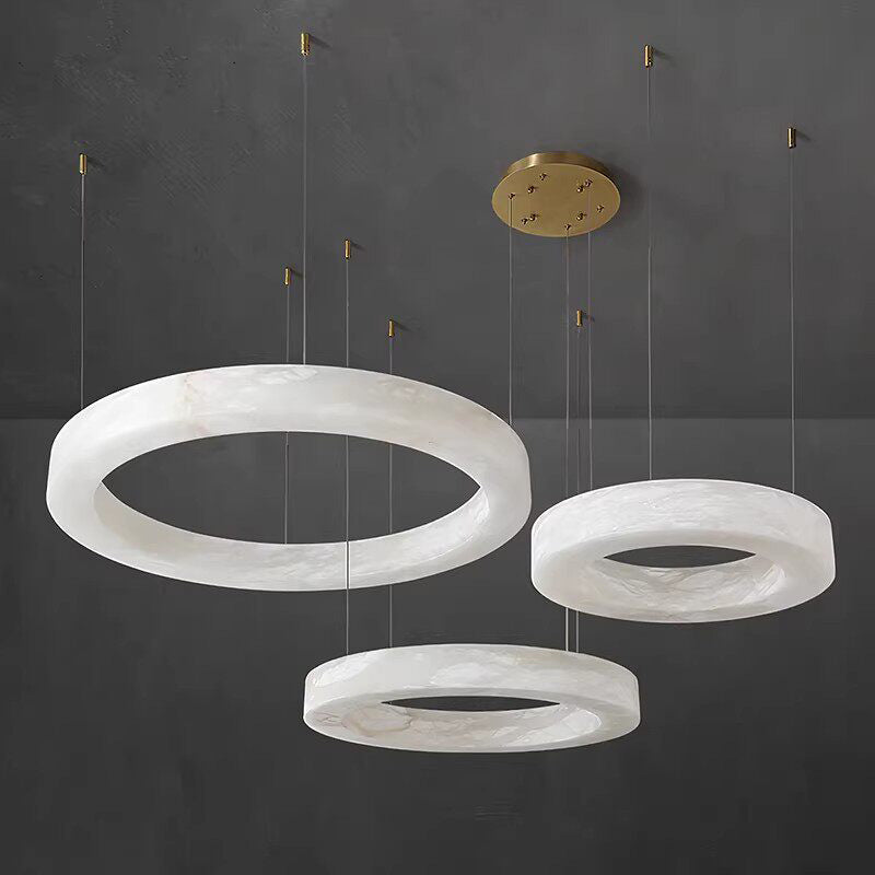 Luxury Ring Alabaster Pendant Chandelier