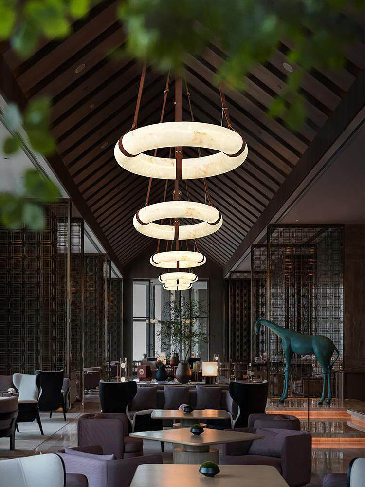 Pendant Ring Alabaster Modern Chandelier
