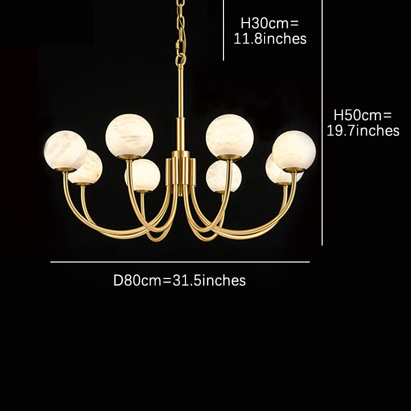 Modern Brass Marble Ball Chandelier
