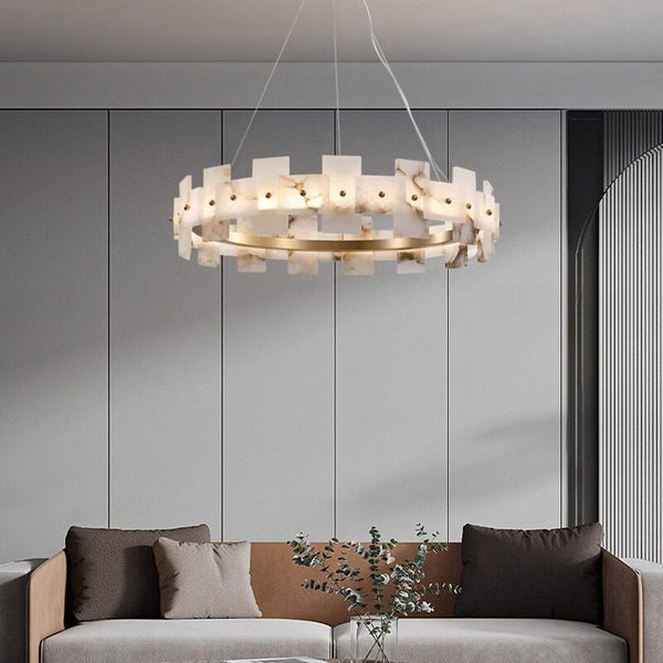 Modern Snowflake Round Marble Chandelier
