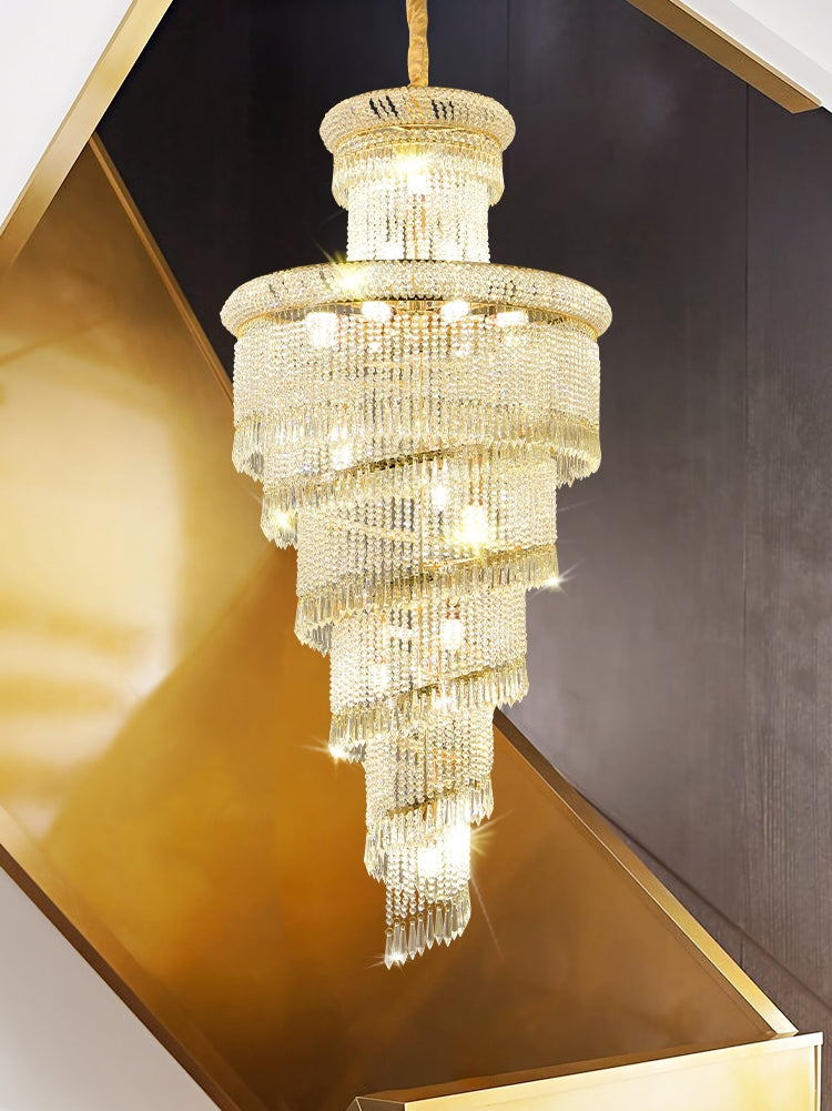 Lámpara de araña de cristal para escalera, estilo Buplex, para villas, lámparas de pie vacías, de lujo, posmodernas, de alta gama, para vestíbulos de hoteles.
