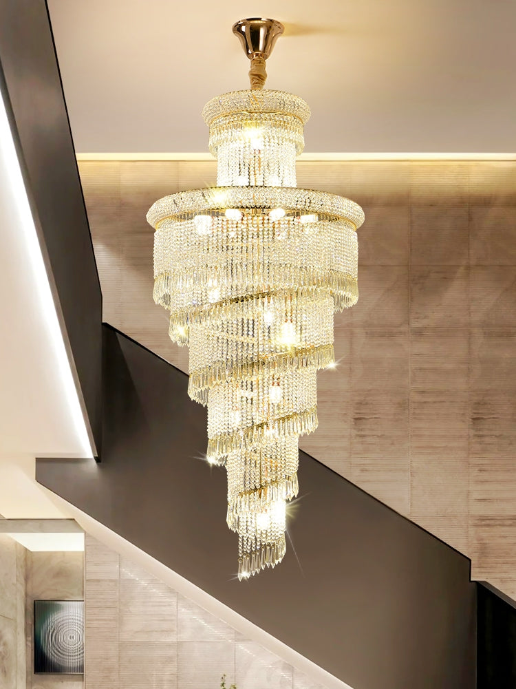 Lámpara de araña de cristal para escalera, estilo Buplex, para villas, lámparas de pie vacías, de lujo, posmodernas, de alta gama, para vestíbulos de hoteles.