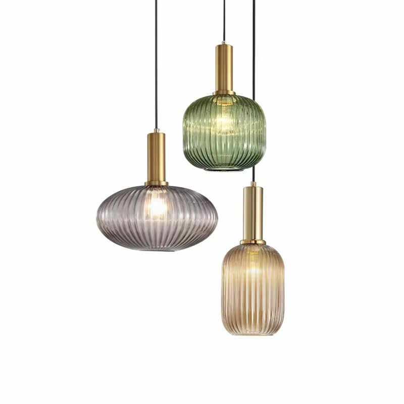 Colorful Striped Glass Pendant Light