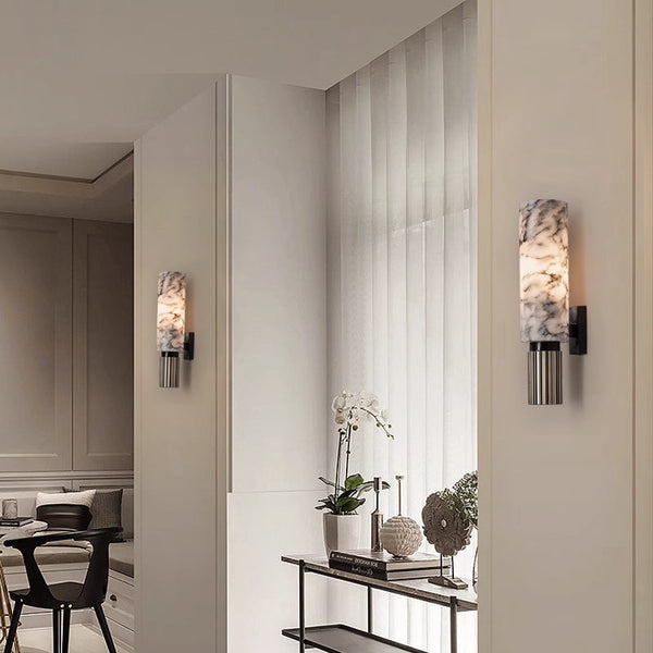 Black Brass Marble Wall Lamp
