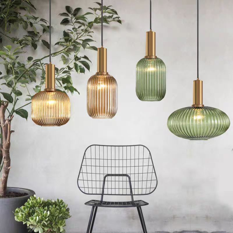 Colorful Striped Glass Pendant Light