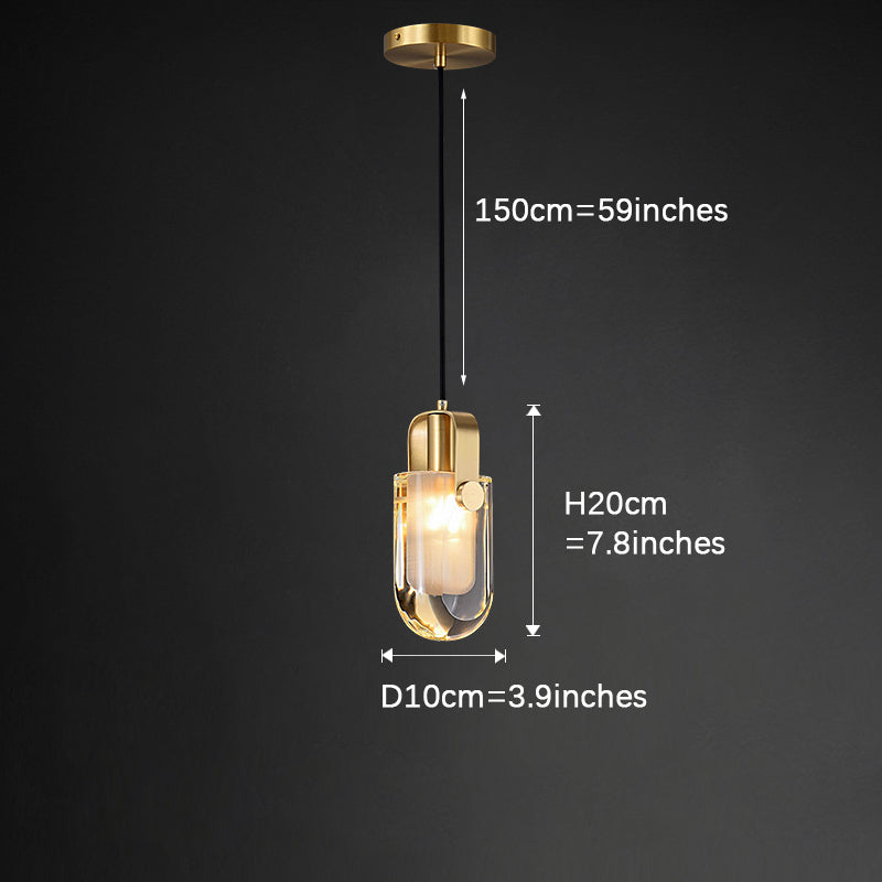 Brass Bucket Crystal Pendant Light