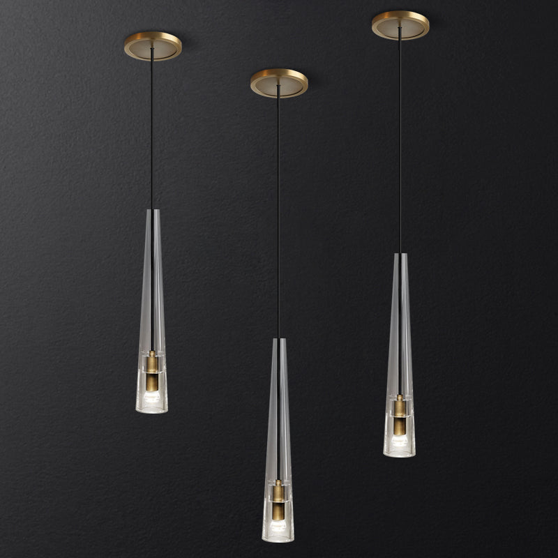 Brass Conical Crystal Pendant Light