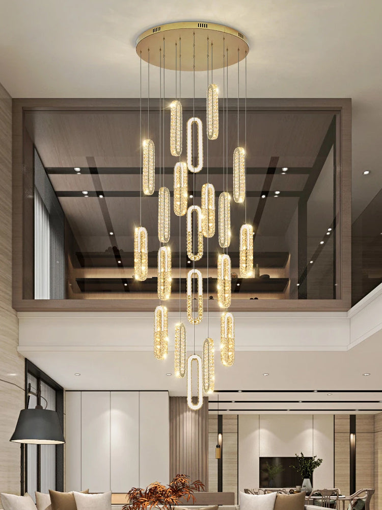 Oval Crystal Long Pendant Light
