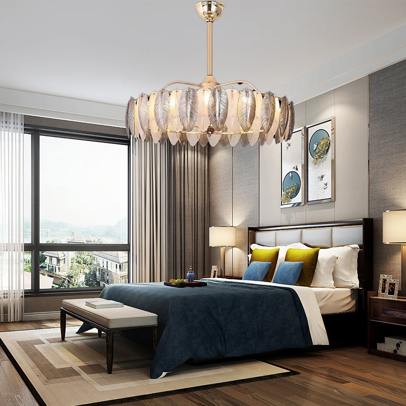 Glass Feather Fan Chandelier