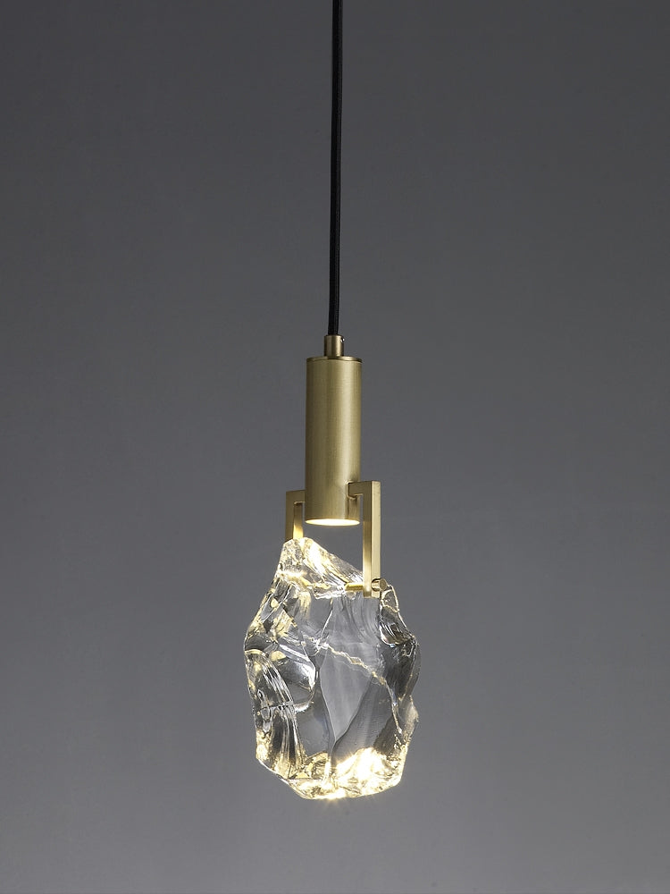 Brass Ice cubes Crystal Pendant Lamp