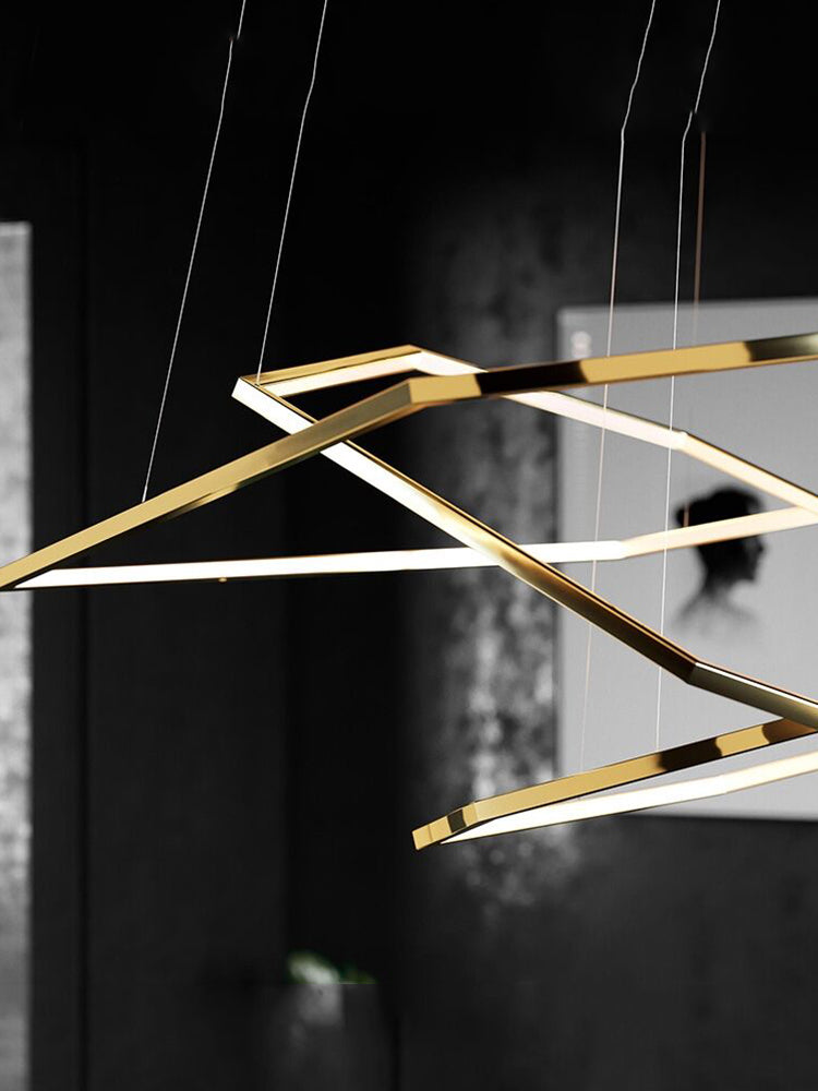 Modern Gold Hexagon Pendant Light