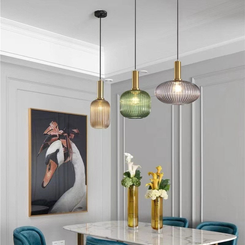 Colorful Striped Glass Pendant Light