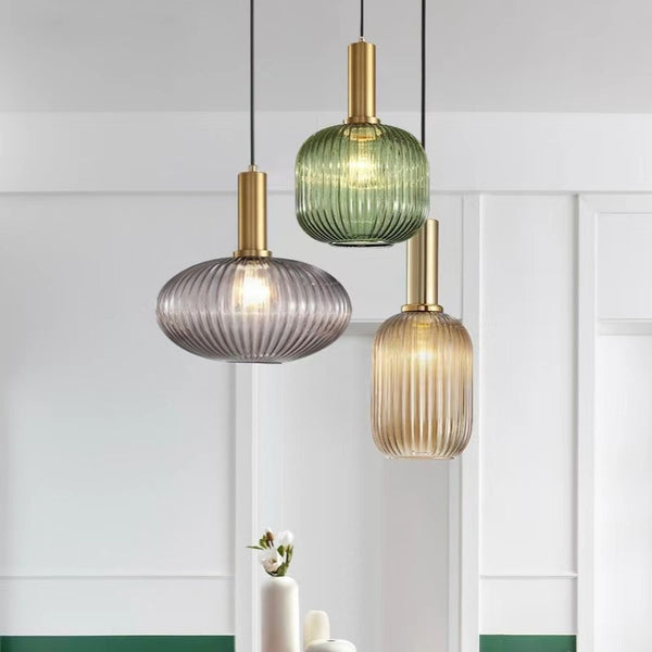Colorful Striped Glass Pendant Light