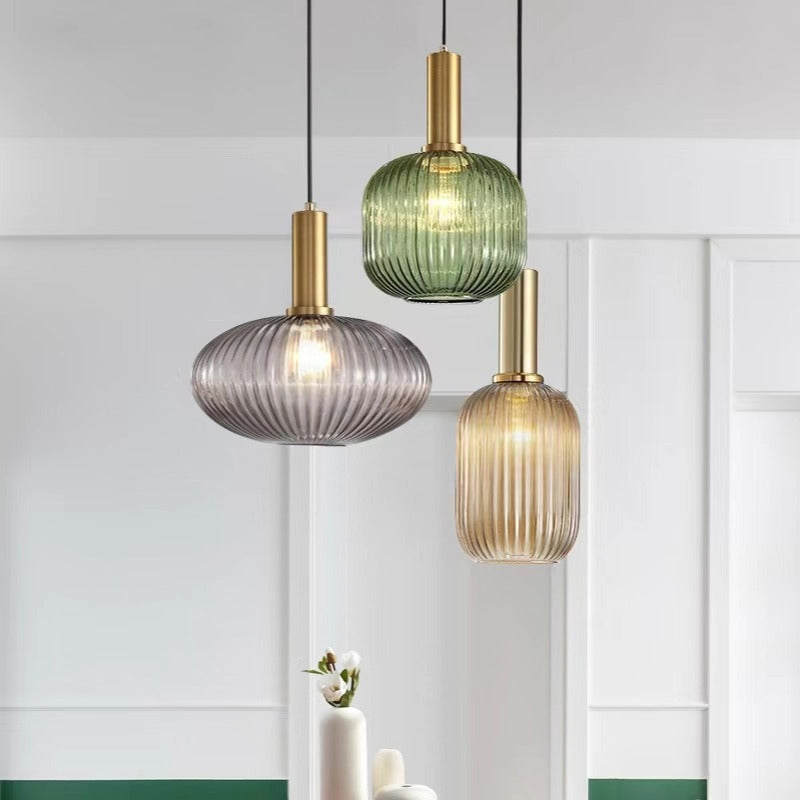 Colorful Striped Glass Pendant Light