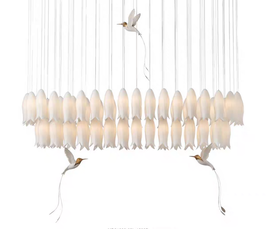 Ceramic Bird/Tulip Pendant Light