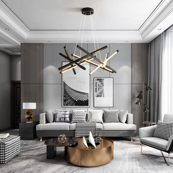 Modern Black Art Linear Chandelier