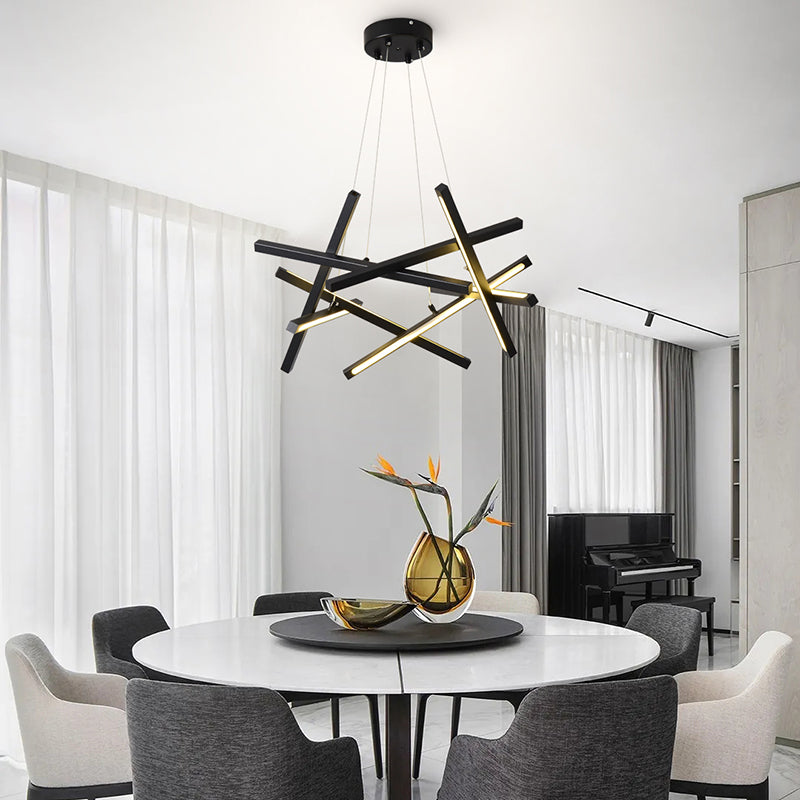 Modern Black Art Linear Chandelier