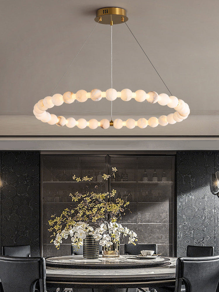 Alabaster Ball Ring Pendant Light
