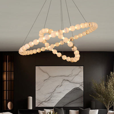 Alabaster Ball Ring Pendant Light