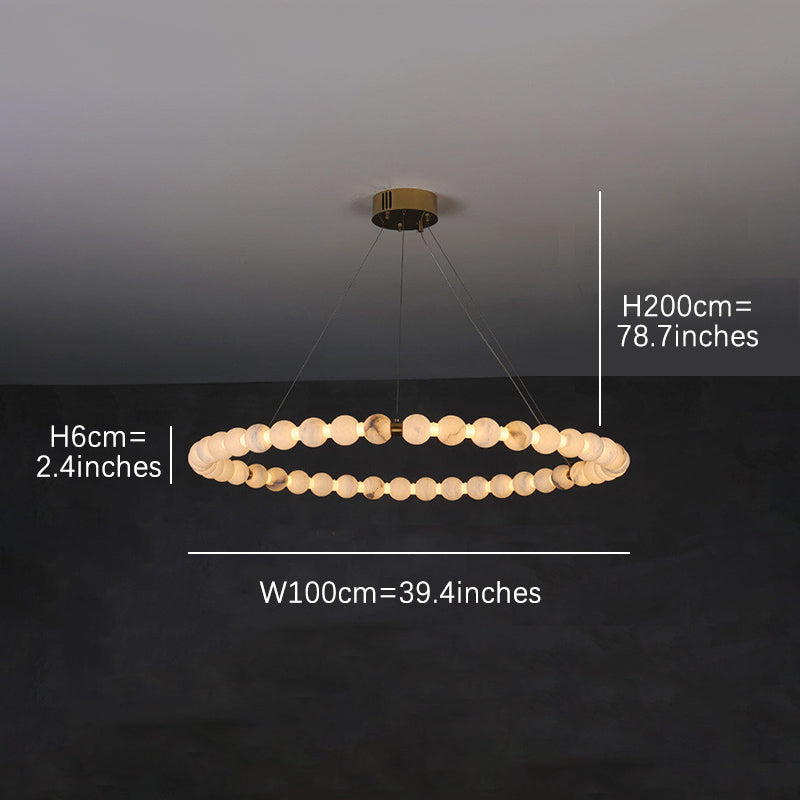 Alabaster Ball Ring Pendant Light
