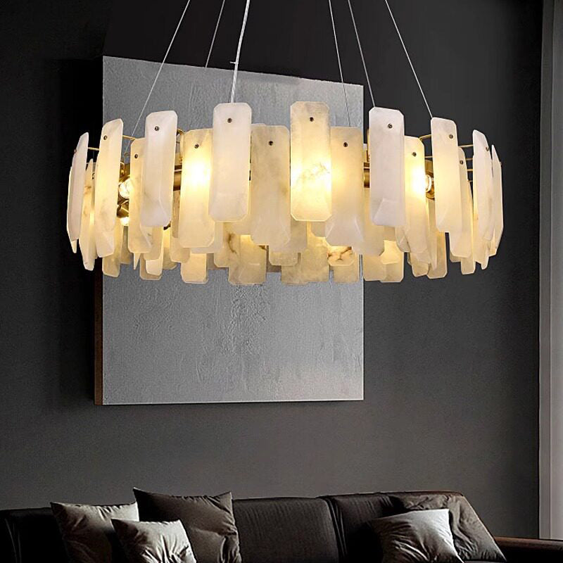 Natural Stone Round Pendant Chandelier