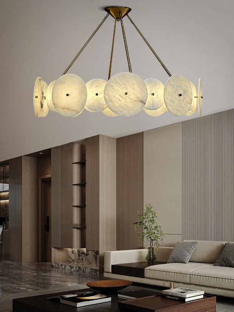 Modern White Marble Alabaster Round Lamp