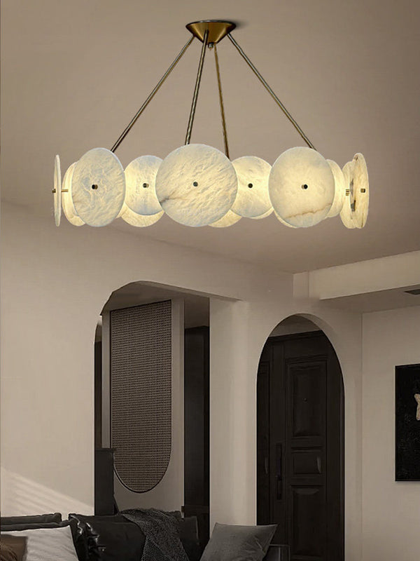 Modern White Marble Alabaster Round Lamp