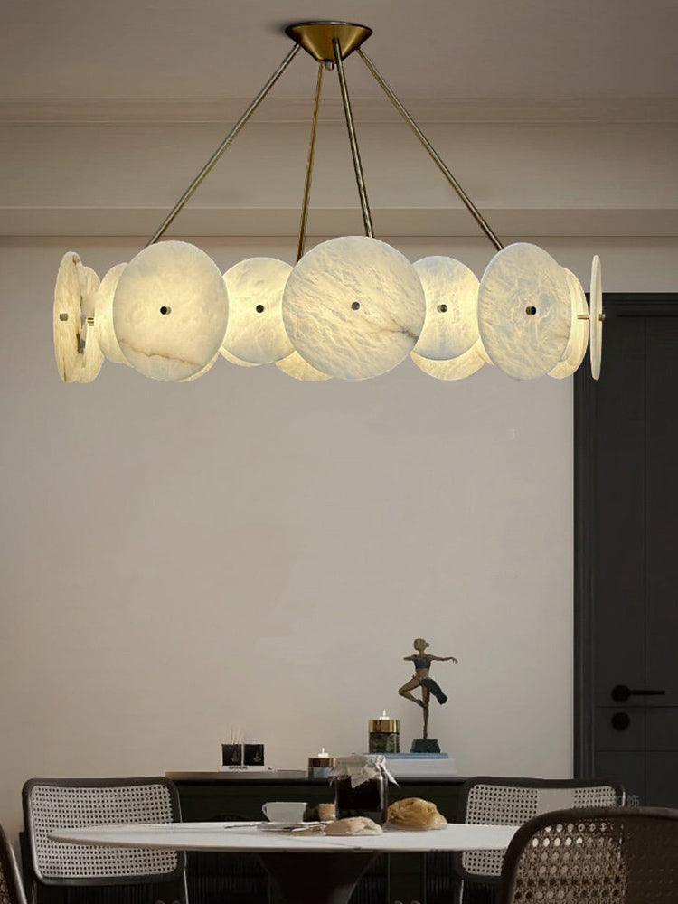 Modern White Marble Alabaster Round Lamp