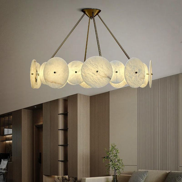 Modern White Marble Alabaster Round Lamp