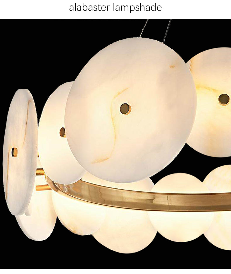 Modern White Marble Alabaster Round Lamp