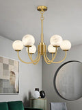 Modern Brass Marble Ball Chandelier