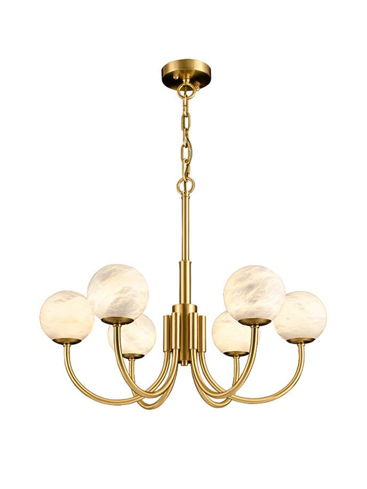 Modern Brass Marble Ball Chandelier