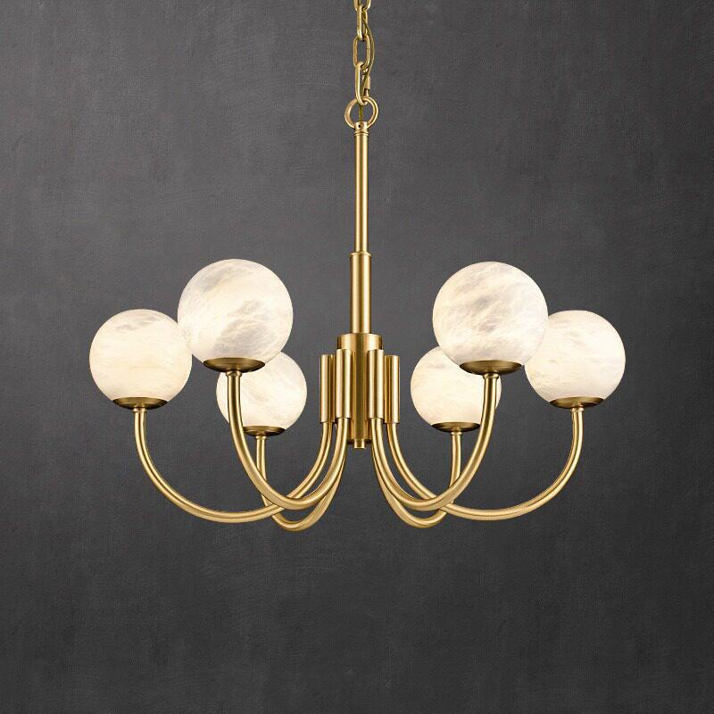 Modern Brass Marble Ball Chandelier