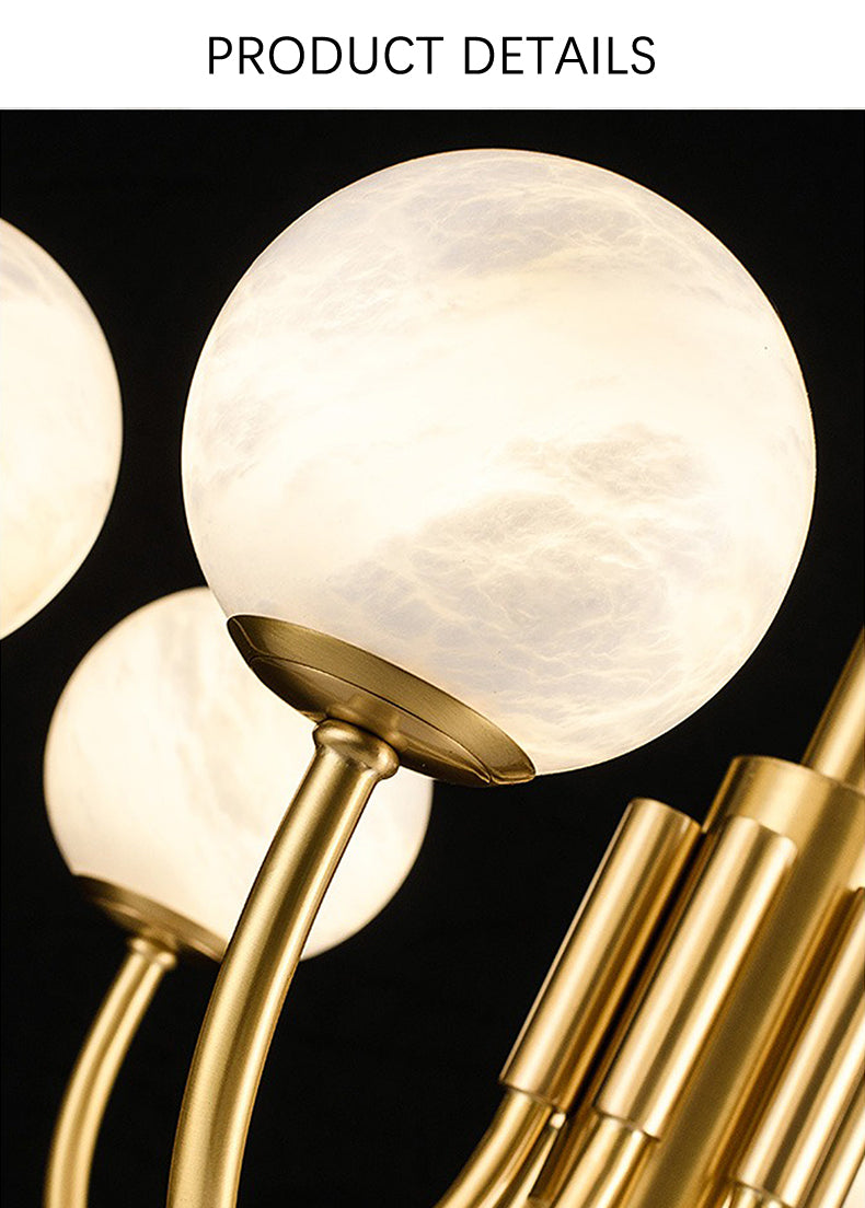 Modern Brass Marble Ball Chandelier