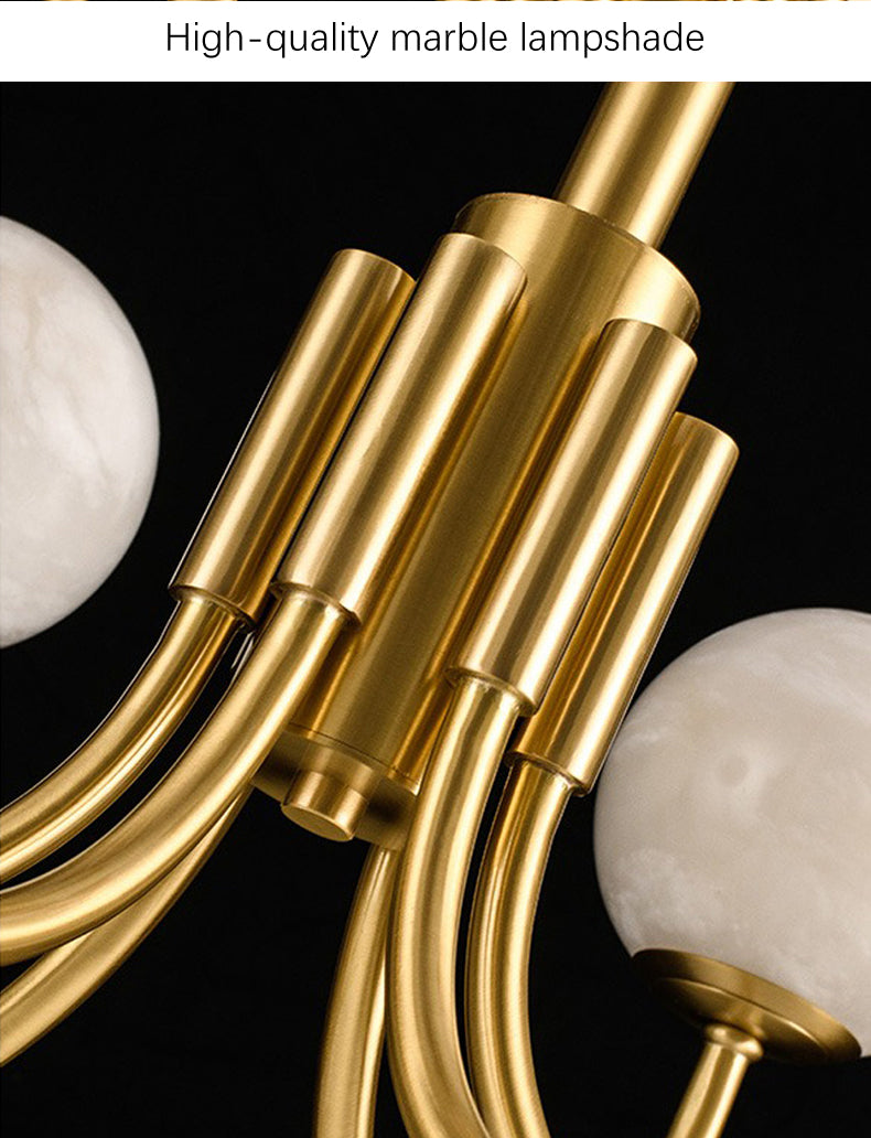 Modern Brass Marble Ball Chandelier