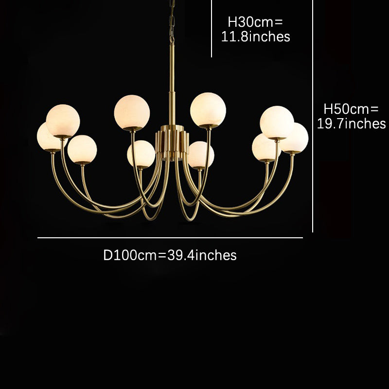 Modern Brass Marble Ball Chandelier