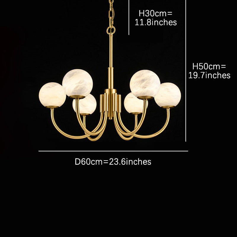 Modern Brass Marble Ball Chandelier