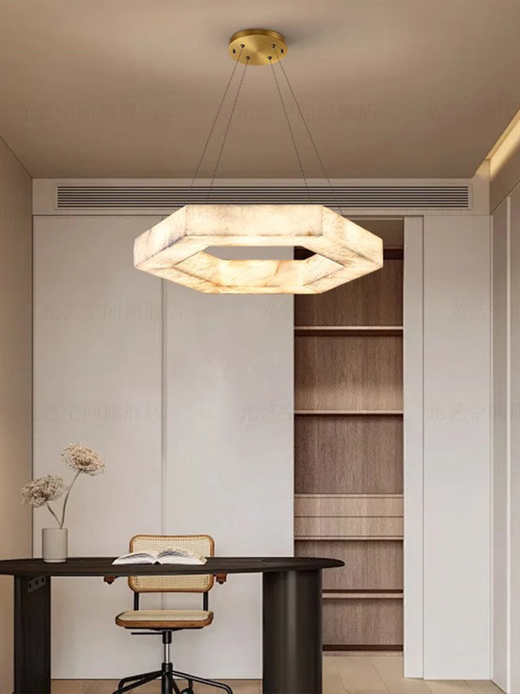 Modern Hexagon Alabaster Chandelier