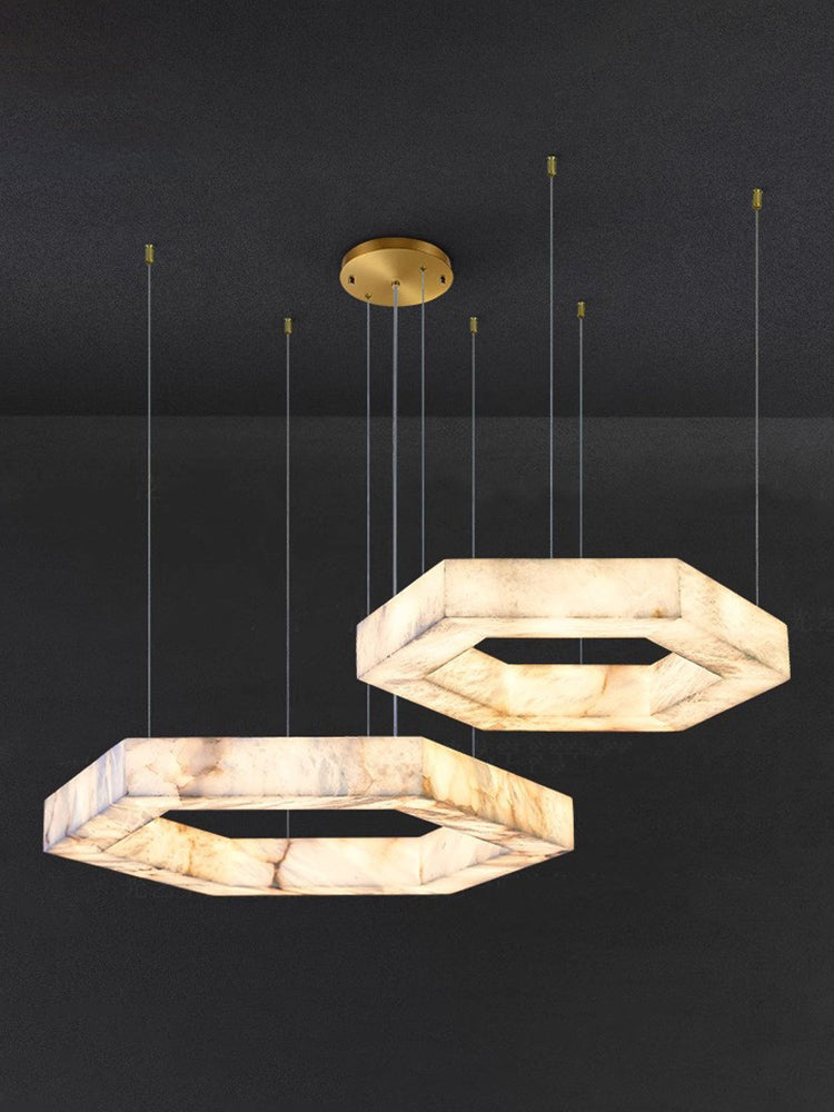 Modern Hexagon Alabaster Chandelier