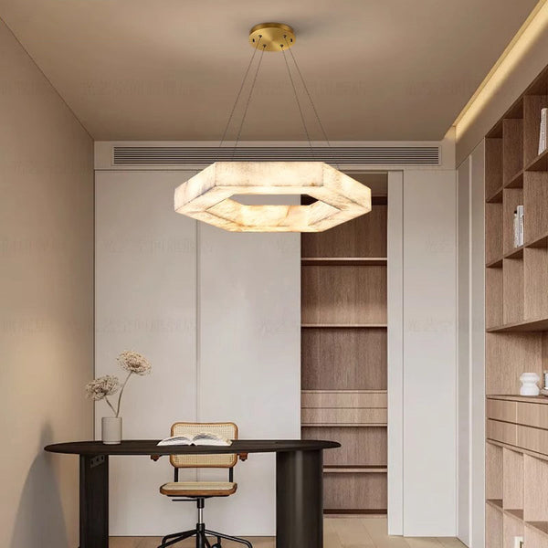 Modern Hexagon Alabaster Chandelier