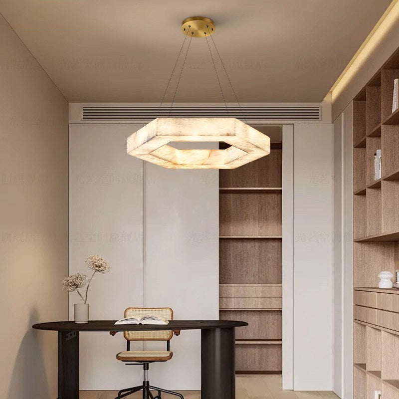 Modern Hexagon Alabaster Chandelier